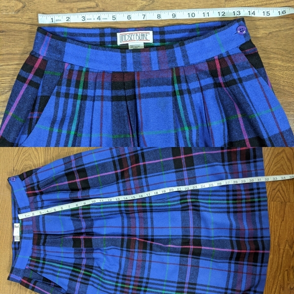 LINDSEY BLAKE PLAID WOOL LONG MAXI SKIRT TARTAN - Picture 6 of 6